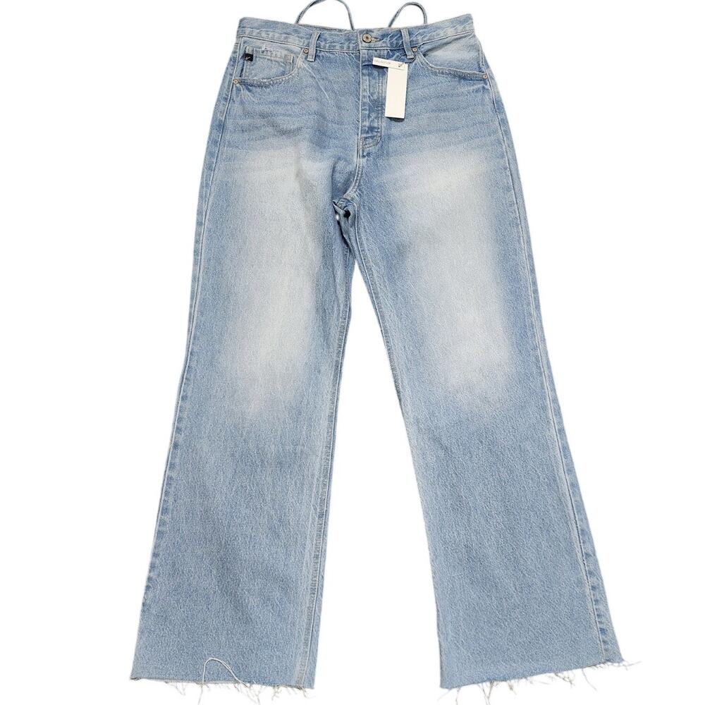 KanCan 90s Flare High‎ Rise Jeans Size 13/30 Corset Back Lace Up Light Wash NWT